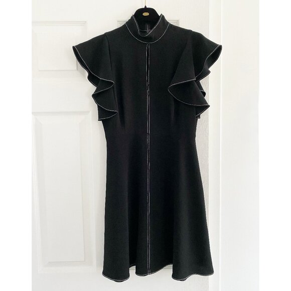 Cinq a Sept "Reiko" Black Crepe Dress with Topstitch detail, size 2 - Picture 6 of 13